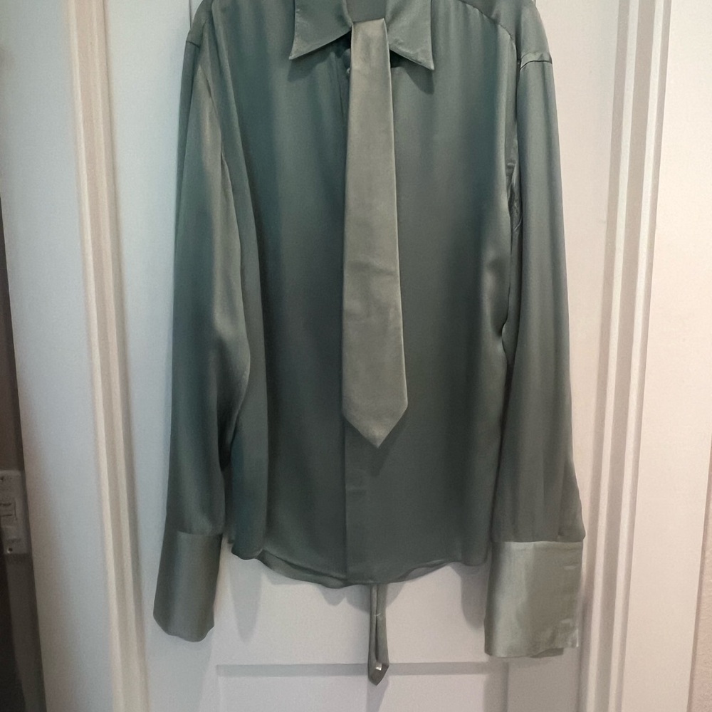 Richard Tyler silk Olive Dress men’s Shirt with Tie